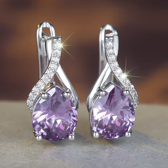 Pendientes Colgantes de Amatista Plateados