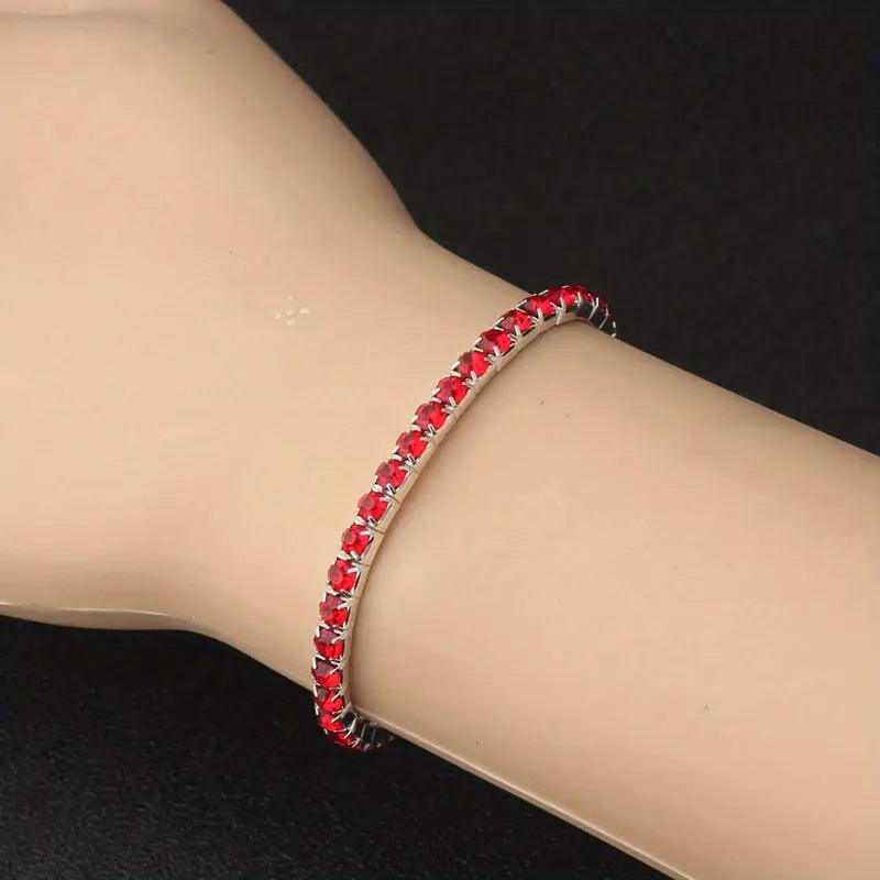Pulsera de Tenis Ruby Plateada
