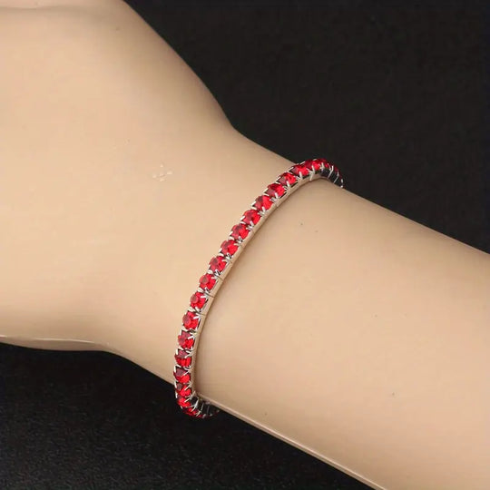 Pulsera de Tenis Ruby Plateada