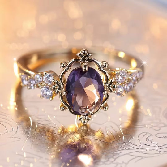 Anillo de Princesa de Amatista Dorada