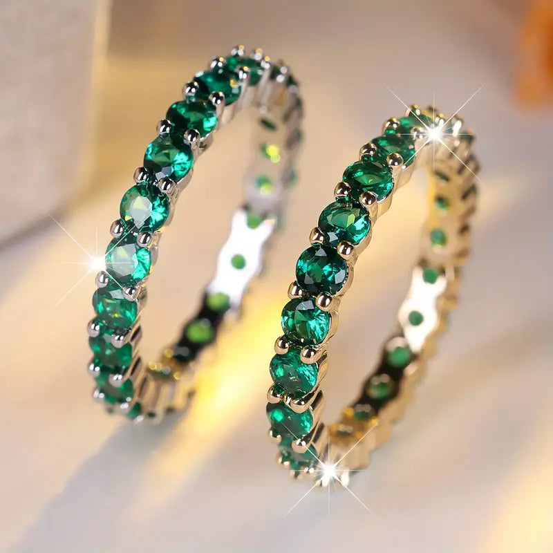 Anillo de Eternidad de Esmeralda Dorada