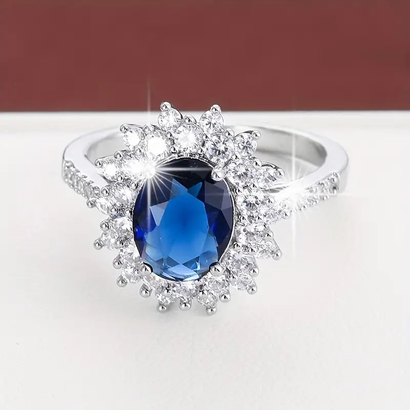 Anillo Halo de Zafiro Dorado