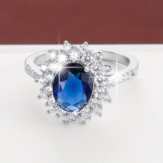 Anillo Halo de Zafiro Dorado