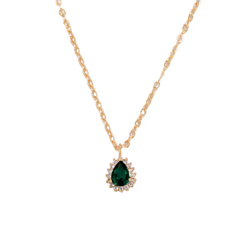 Collar de Gota de Esmeralda Dorada