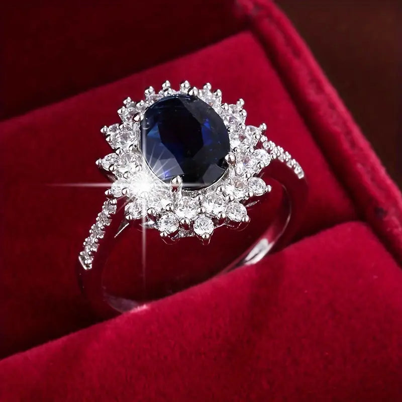 Anillo Halo de Zafiro Dorado