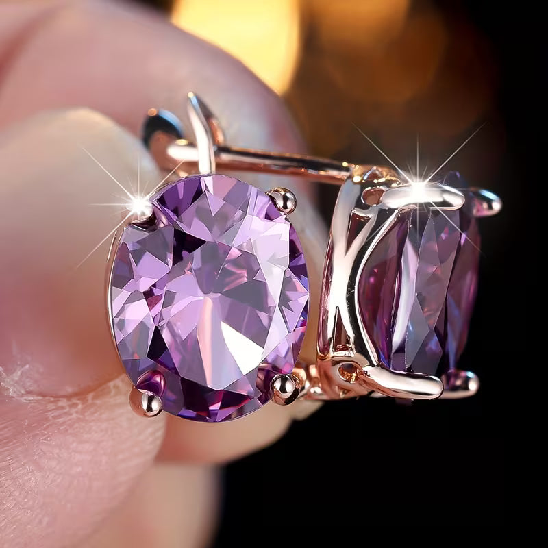 Pendientes de Stud de Amatista en Oro Rosa