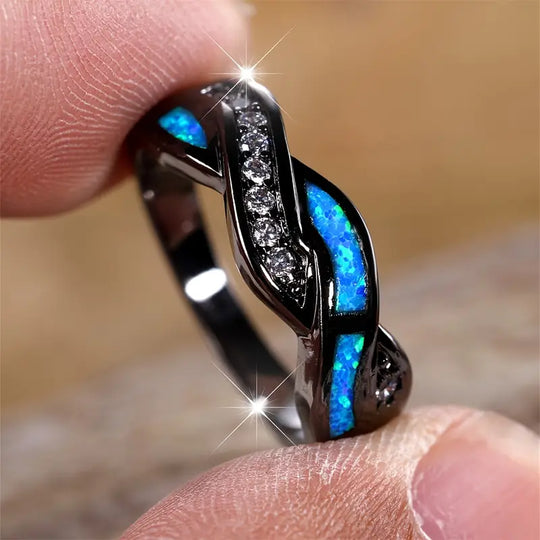 Anillo de Incrustación Torcida de Plata