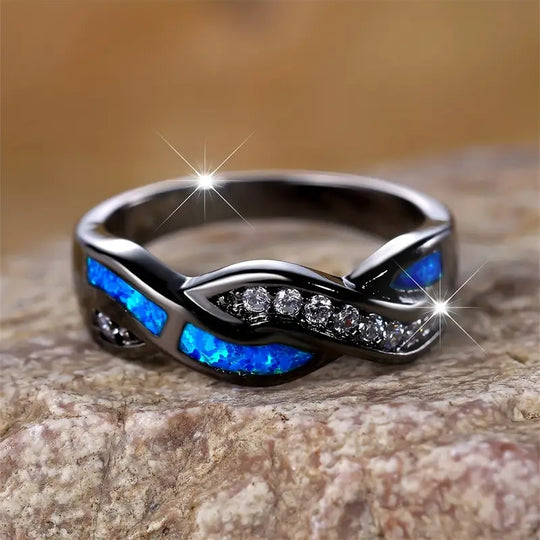 Anillo de Incrustación Torcida de Plata