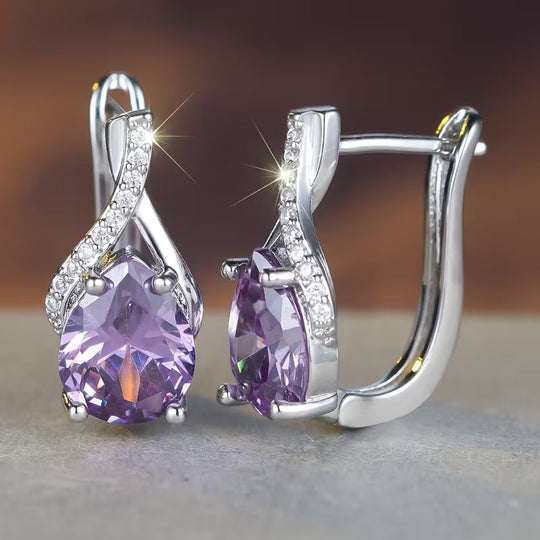 Pendientes Colgantes de Amatista Plateados