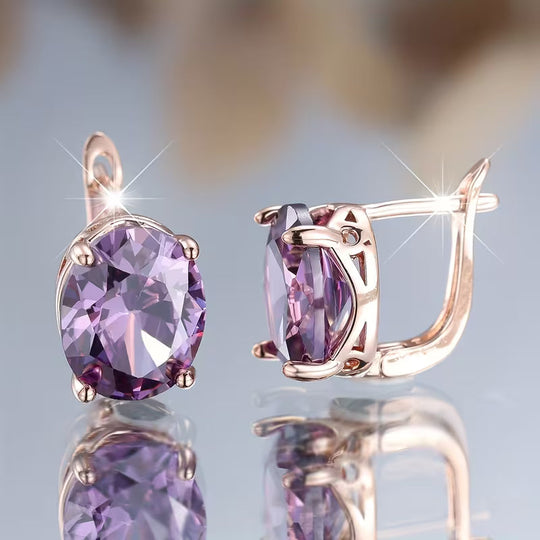 Pendientes de Stud de Amatista en Oro Rosa