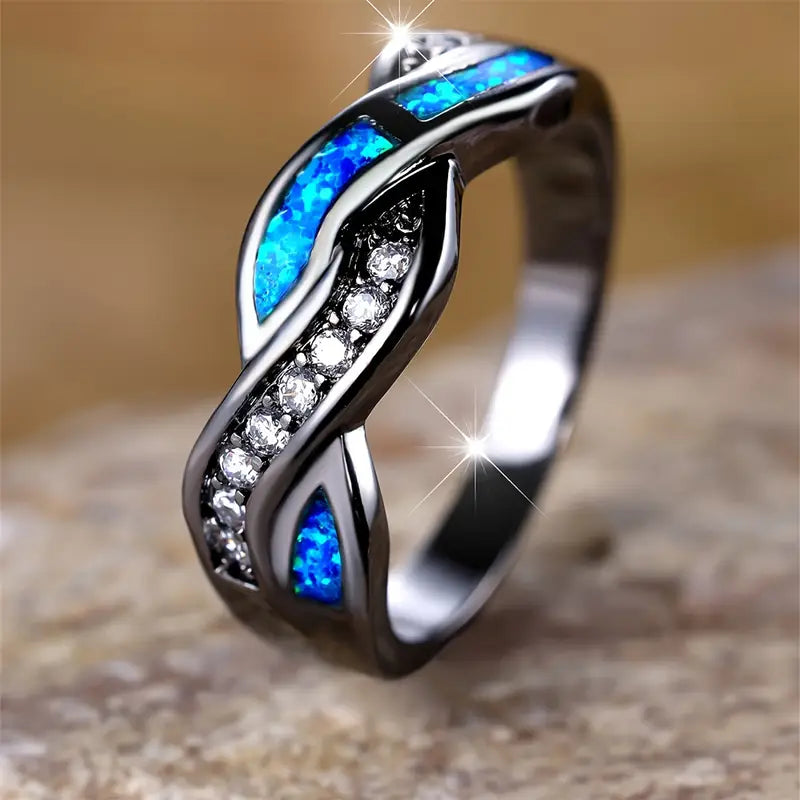 Anillo de Incrustación Torcida de Plata