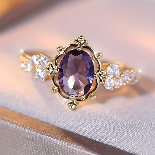 Anillo de Princesa de Amatista Dorada