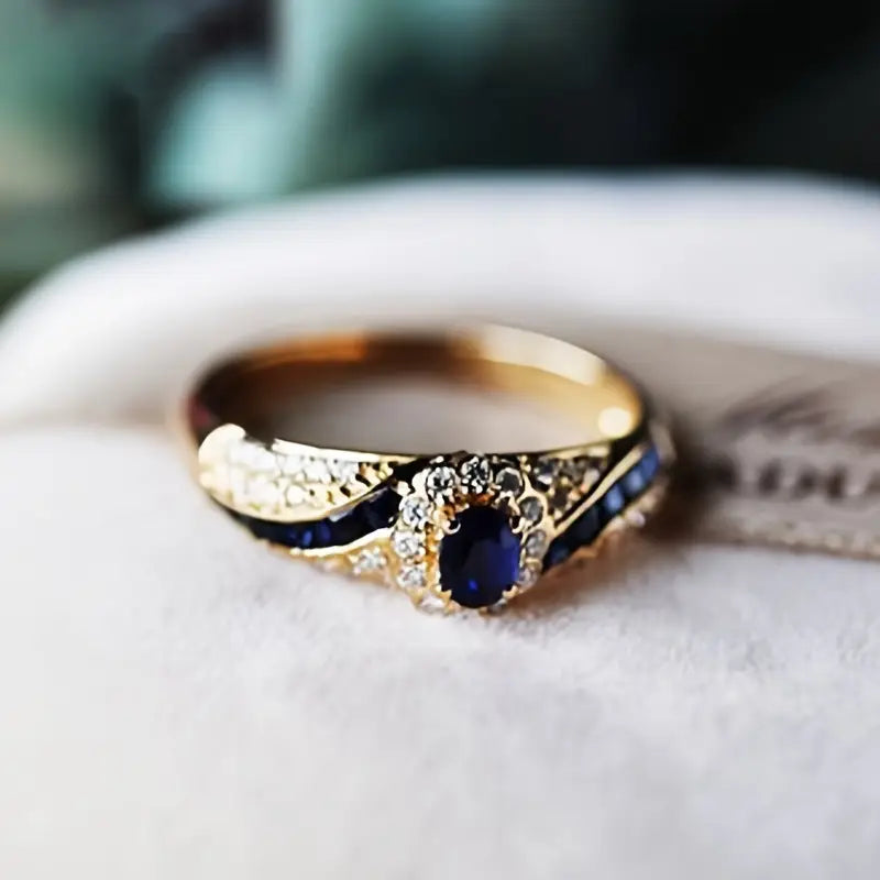 Anillo de Banda de Zafiro Dorado