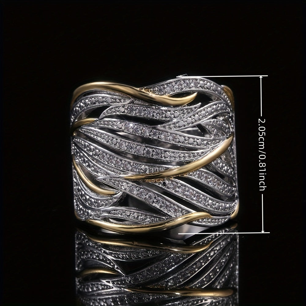 Anillo de Banda Tejida de Plata y Oro