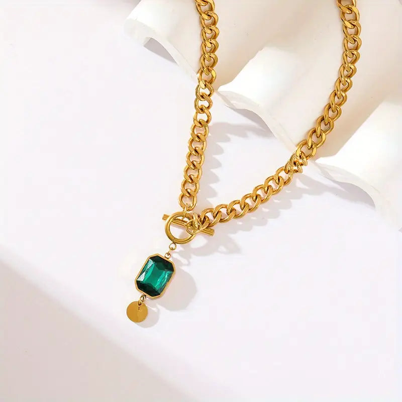 Collar de Cadena de Oro y Esmeralda