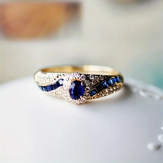 Anillo de Banda de Zafiro Dorado