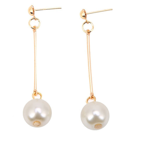 Pendientes Largos de Perlas Doradas