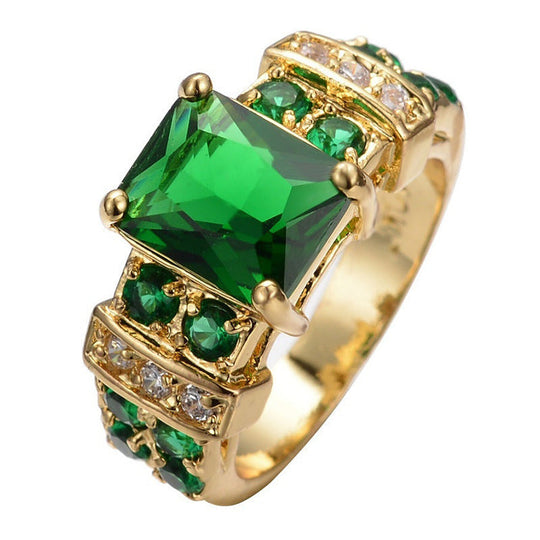 Anillo Geométrico de Oro y Esmeralda