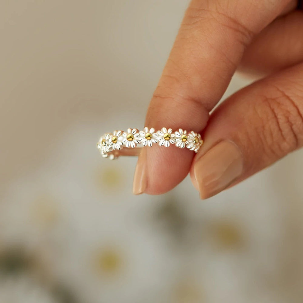 Anillo Floral Plateado