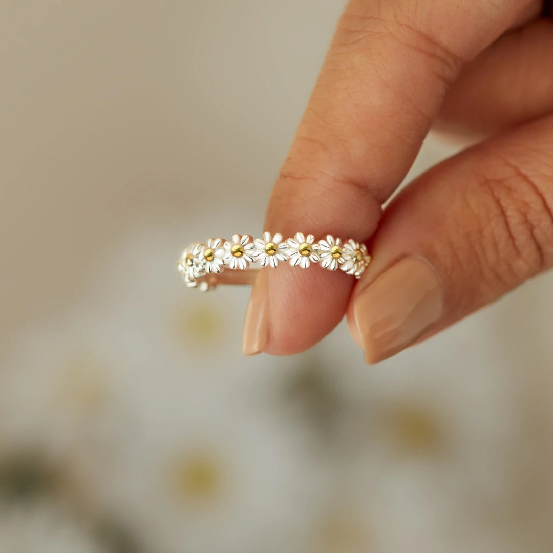Anillo Floral Plateado