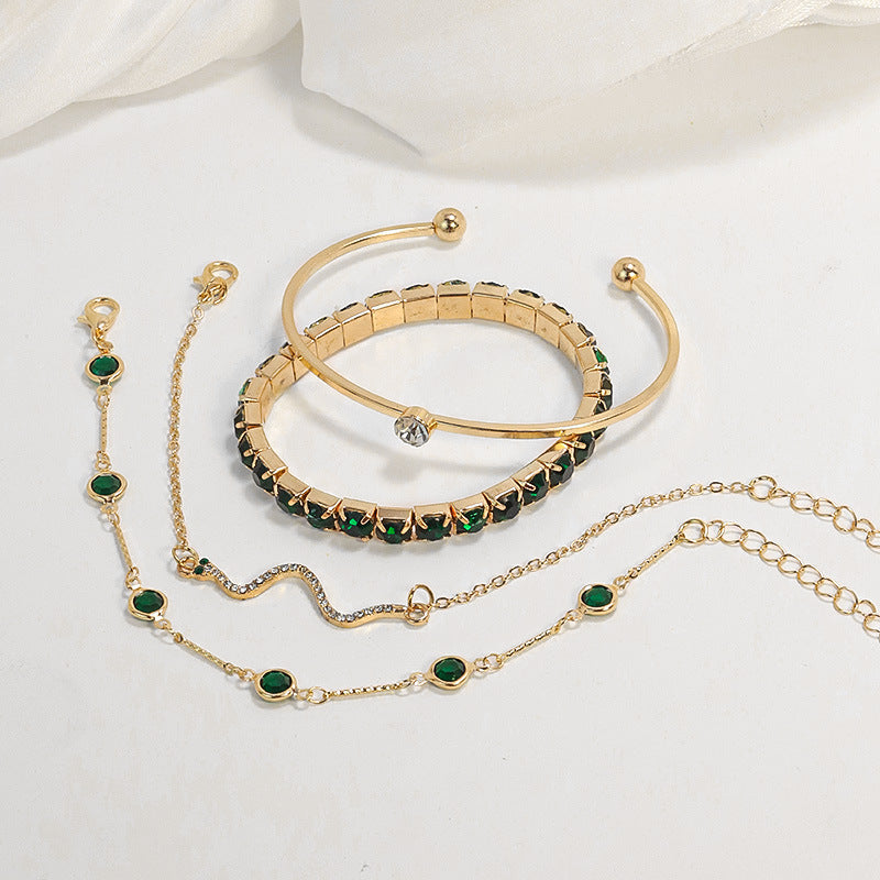 Conjunto de Pulseras de Oro y Esmeralda
