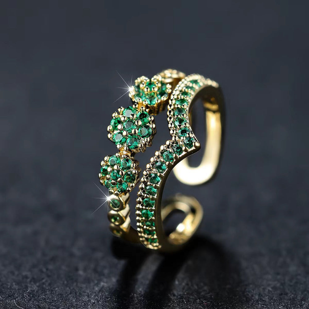 Anillo de Clúster de Esmeralda Dorada