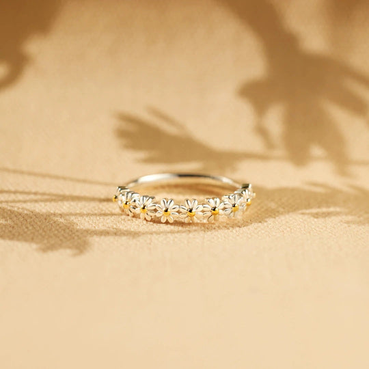 Anillo Floral Plateado