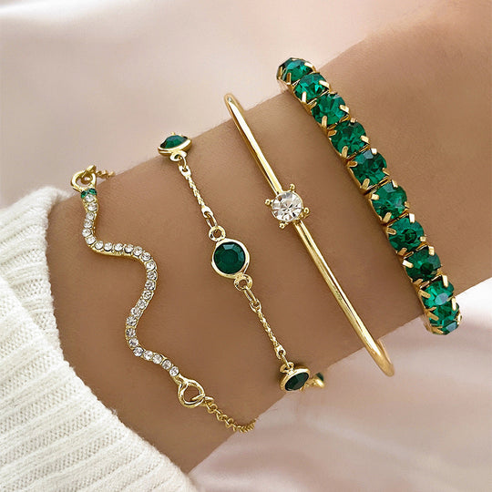 Conjunto de Pulseras de Oro y Esmeralda