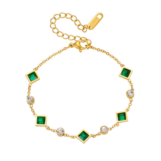 Pulsera de Estación de Esmeralda Dorada