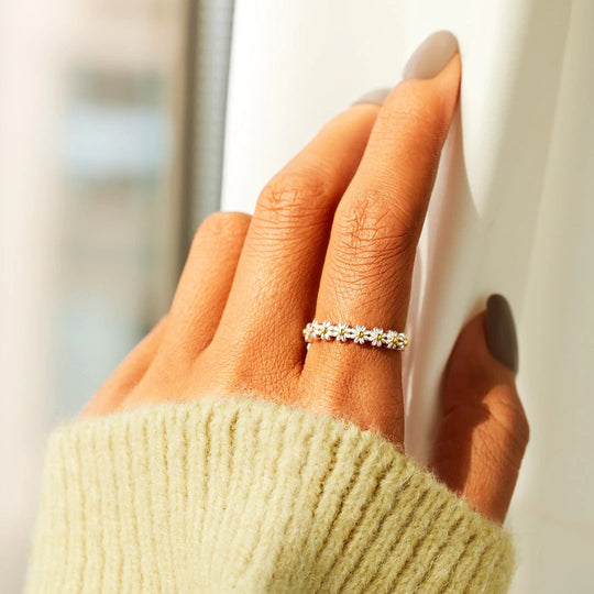 Anillo Floral Plateado