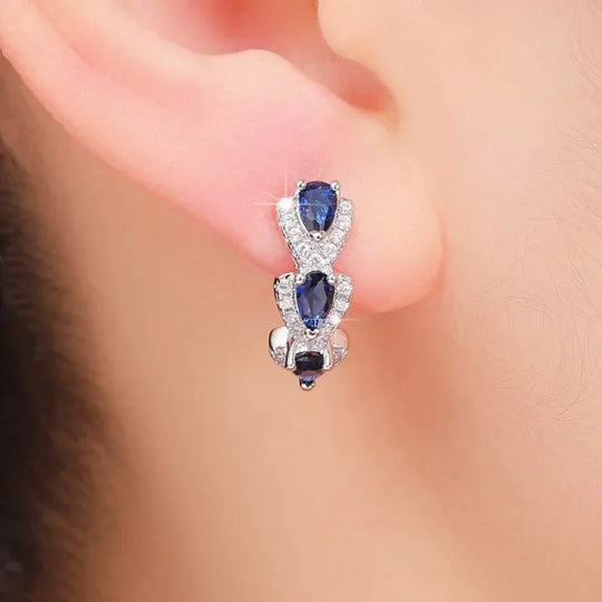 Pendientes de Aro con Halo de Zafiro Plateado