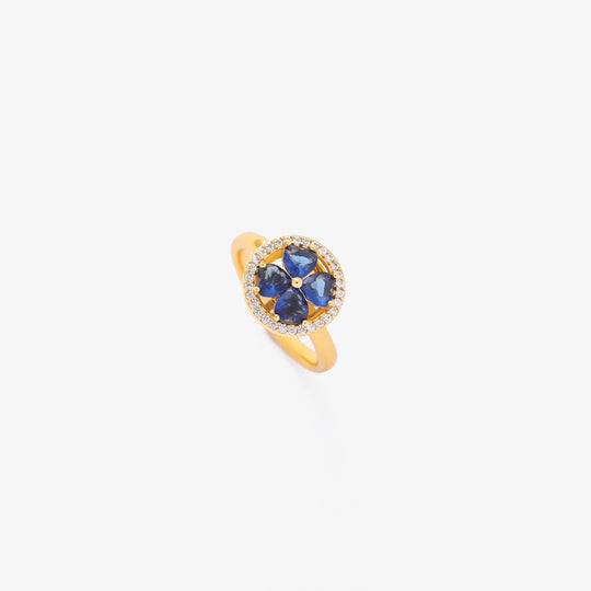 Anillo Floral de Zafiro Dorado