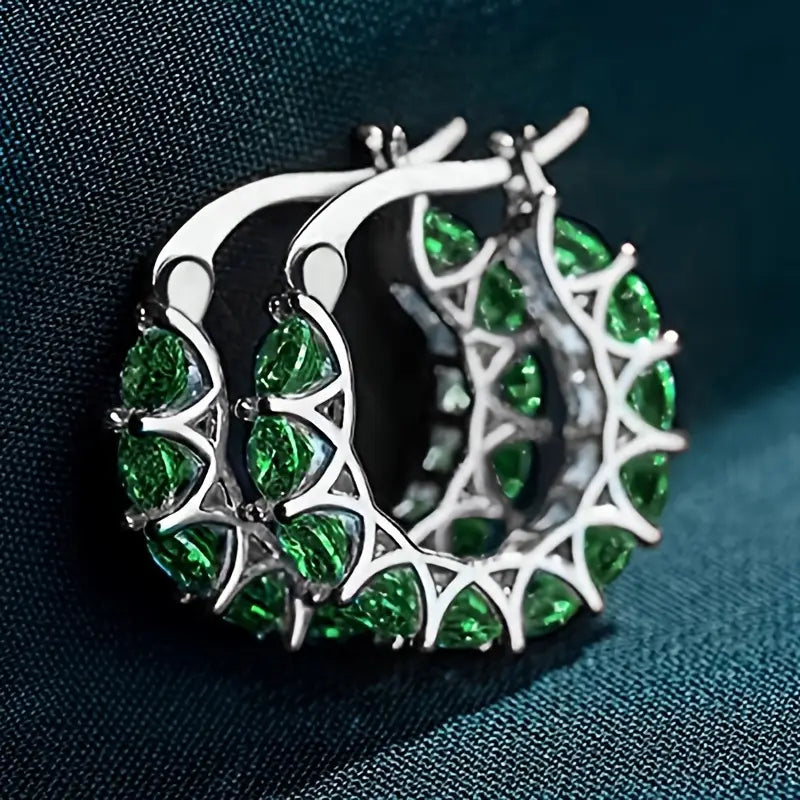 Pendientes de Aro de Lattice de Esmeralda Dorada