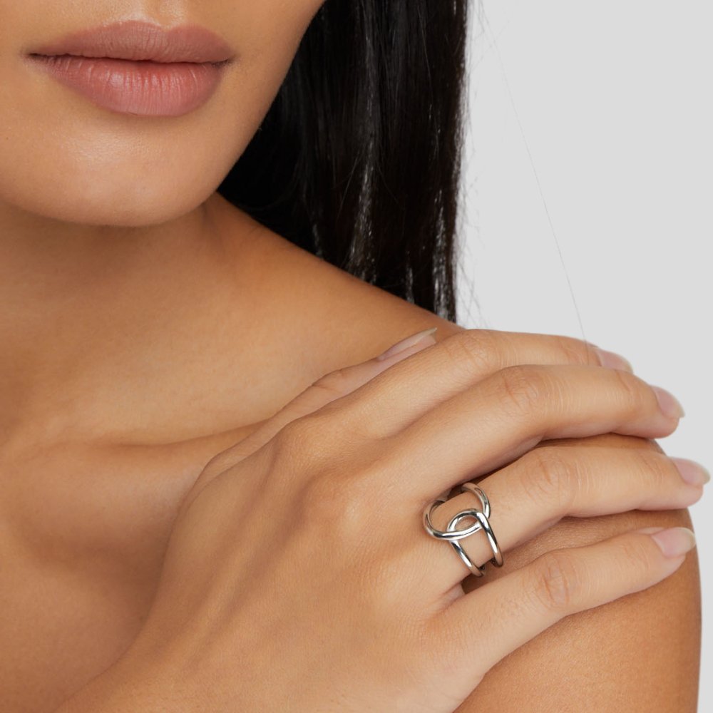 Anillo Abierto Interconectado de Plata