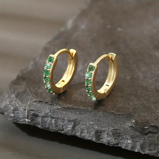 Pendientes de Aro de Esmeralda Dorada