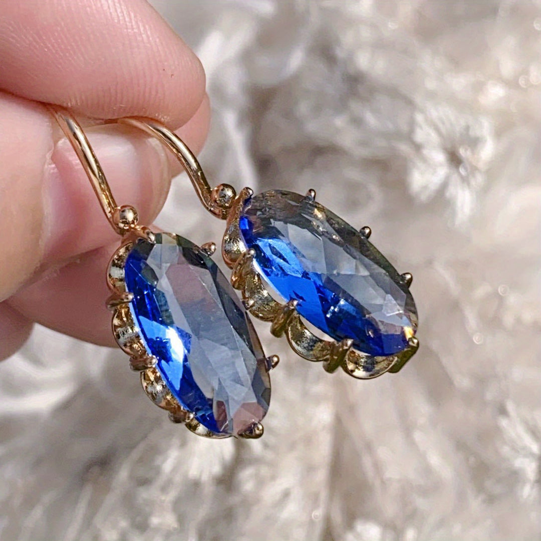 Pendientes de Gota de Zafiro Dorado