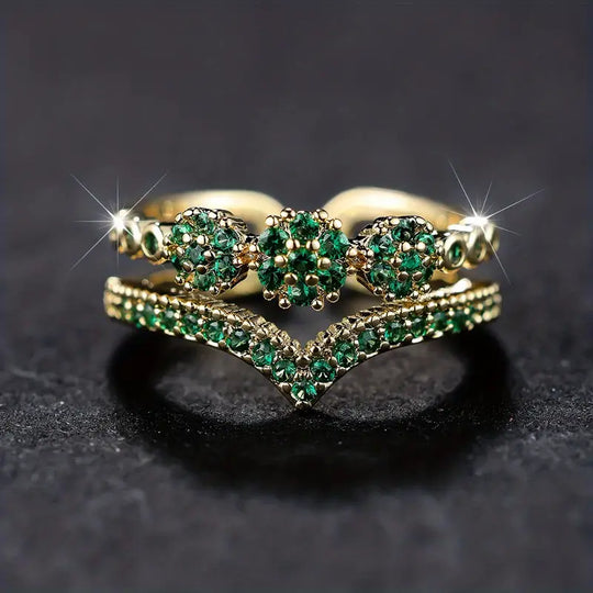 Anillo de Clúster de Esmeralda Dorada