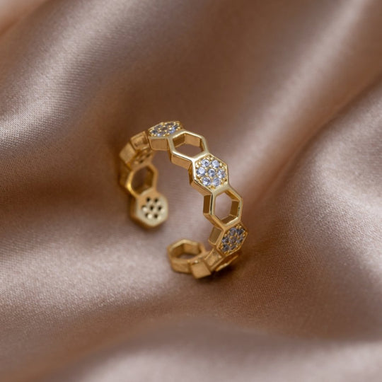 Anillo Abierto Geométrico de Oro