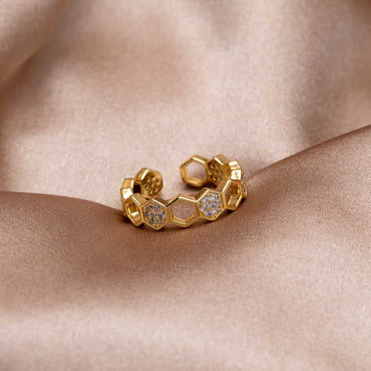 Anillo Abierto Geométrico de Oro