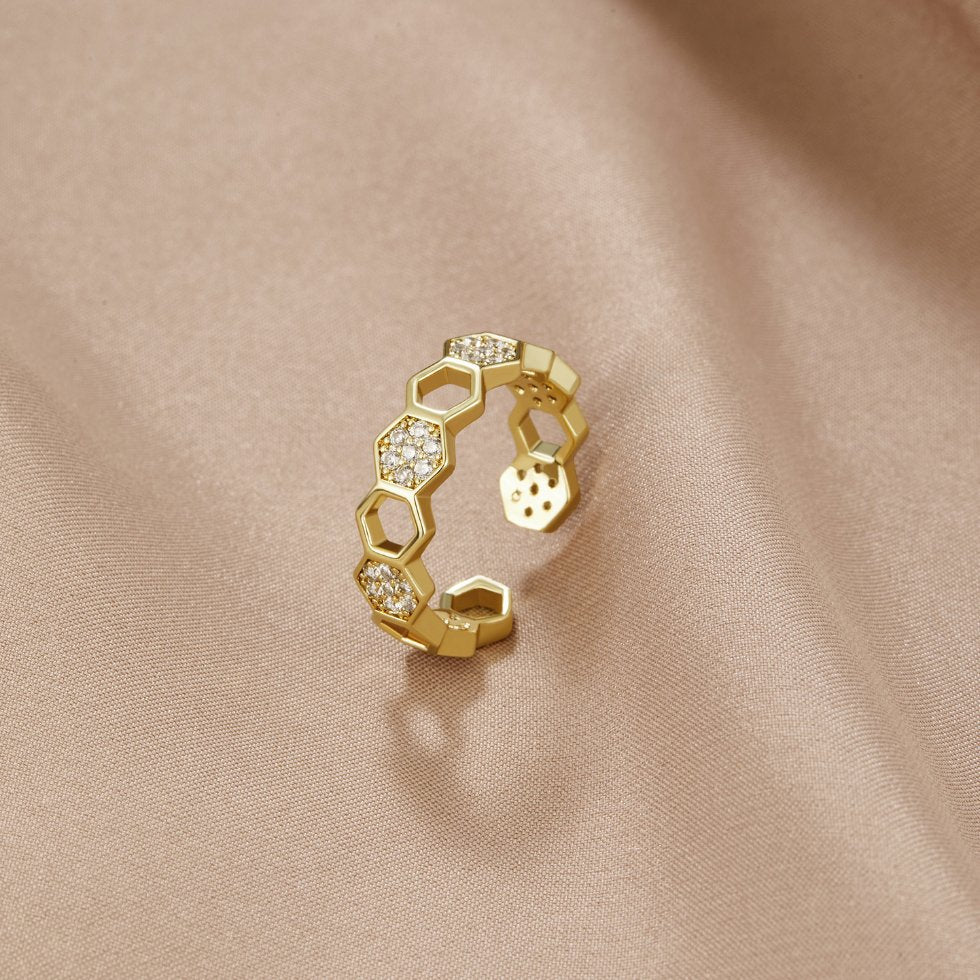 Anillo Abierto Geométrico de Oro