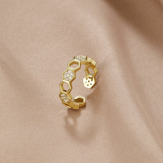 Anillo Abierto Geométrico de Oro