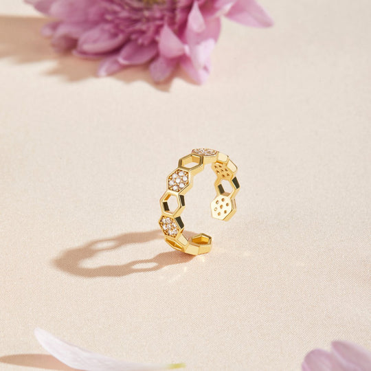 Anillo Abierto Geométrico de Oro