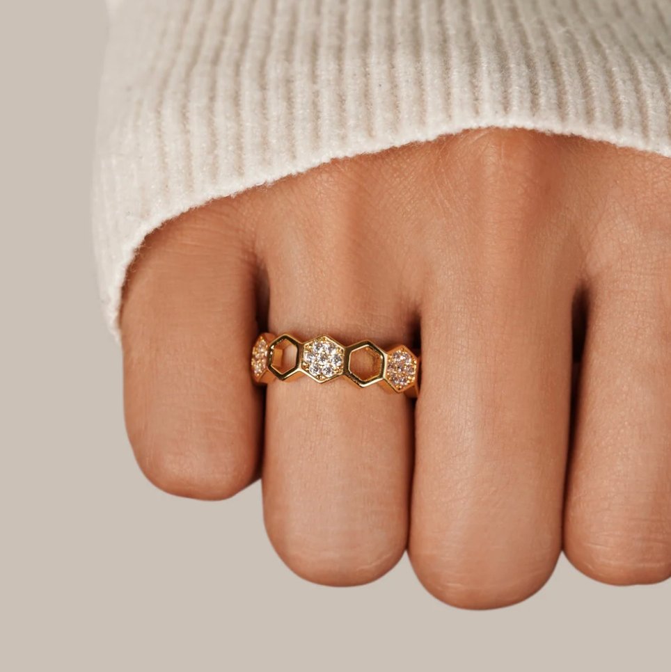 Anillo Abierto Geométrico de Oro