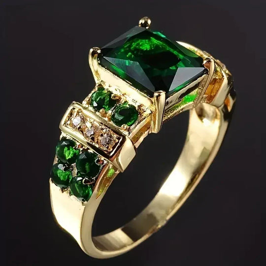 Anillo Multi-Piedra de Oro y Esmeralda